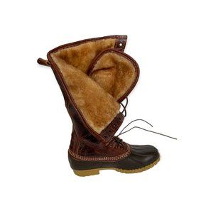 LLBEAN Signature 16" Shearling Lined Tumbled-Leather Bean Boot Women's Size 9